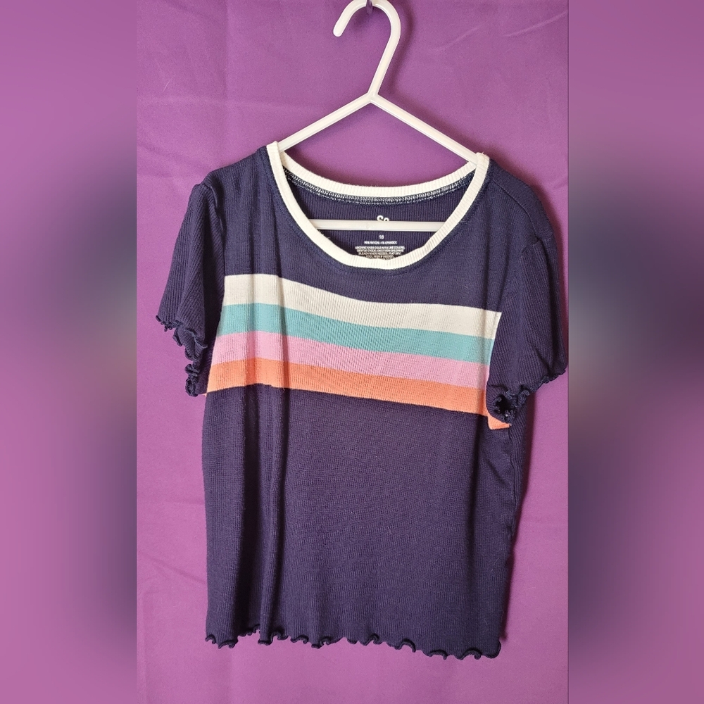 SO Navy Tee with Colorful Stripes